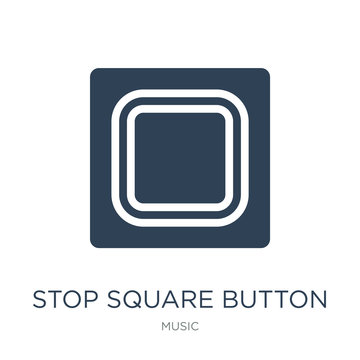 stop square button icon vector on white background, stop square