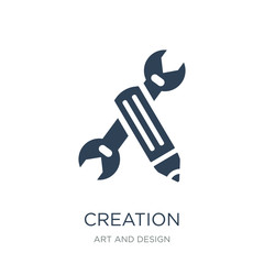 creation icon vector on white background, creation trendy filled