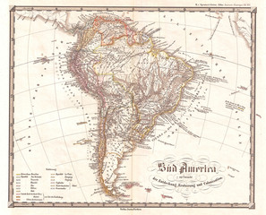 1855, Spruner Map of South America, Overview of Discovery, Conquest and Colonization