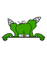 schild verstecken monster alien ekelig lustig klein comic cartoon clipart design glibber schleimig hässlich horror halloween