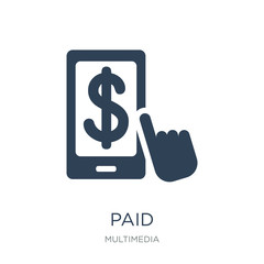 paid icon vector on white background, paid trendy filled icons f