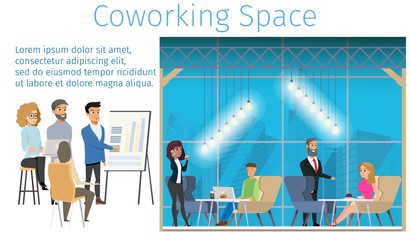 Freelance Working Team in Coworking Space Banner