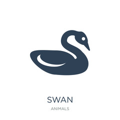 swan icon vector on white background, swan trendy filled icons f