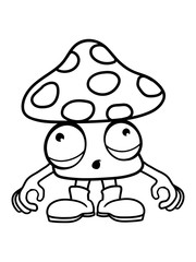 punkte monster kleiner fliegenpilz rot klein essen hunger comic cartoon pilz lebendig lustig süß niedlich clipart design wald sammeln kochen giftig