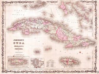 1861, Johnson's Map of Cuba, Jamaica and Porto Rico