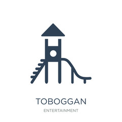 toboggan icon vector on white background, toboggan trendy filled - obrazy, fototapety, plakaty