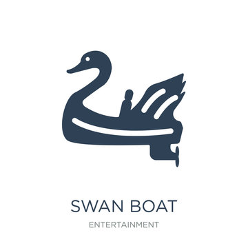 Swan Boat Icon Vector On White Background, Swan Boat Trendy Fill