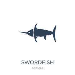 swordfish icon vector on white background, swordfish trendy fill