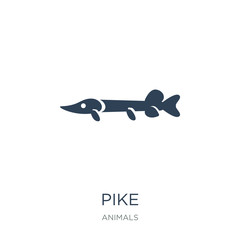 pike icon vector on white background, pike trendy filled icons f