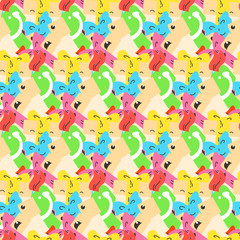 Funny doodle seamless pattern with gift boxes. Cute for prints, cards, designs and coloring books
