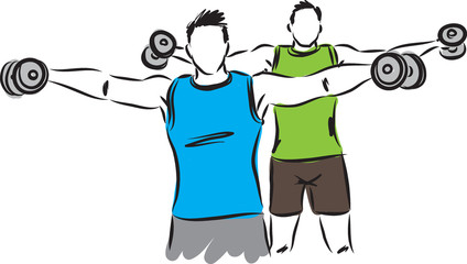 fitness men vector illustration