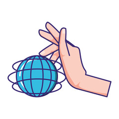hand with sphere planet browser