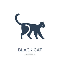 black cat icon vector on white background, black cat trendy fill