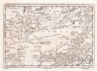 Fototapeta na wymiar 1747, Kitchin Map of Central Asia and the Gobi Desert