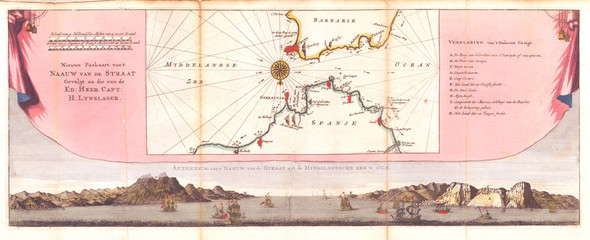 1747, Ratelband Map of Gibraltar