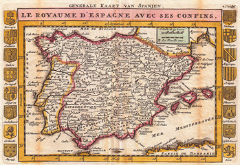 1747, La Feuille Map of Spain and Portugal