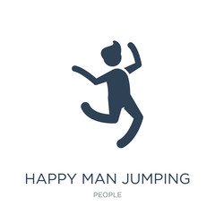 Fototapeta na wymiar happy man jumping icon vector on white background, happy man jumping trendy filled icons from People collection, happy man jumping vector illustration