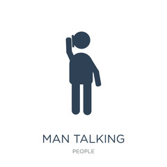 man talking with phone icon vector on white background, man talking with phone trendy filled icons from People collection, man talking with phone vector illustration