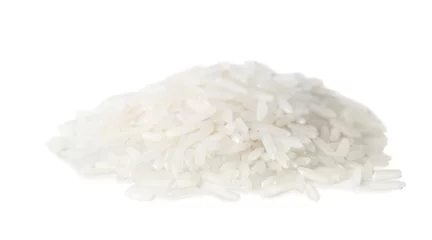  Uncooked long grain rice on white background © New Africa