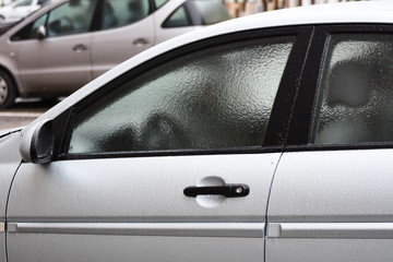 frozen car door lock,Black car