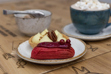 Red currant eclair closeup
