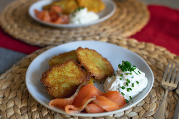 Traditional potato fritters, pancakes
