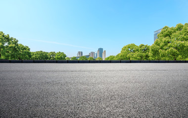 Urban road and modern commercial buildings in Shanghai