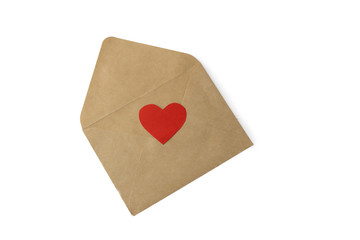 Isolated craft envelope with red paper heart