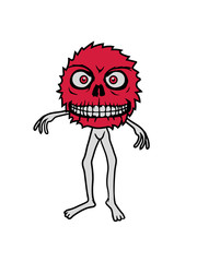 kugel welz haare rund dämon teufel satan hölle böse hörner alien monster lustig klein comic cartoon clipart design hässlich horror halloween