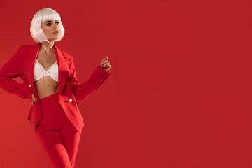 Beautiful woman in white wig