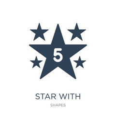 star with number five icon vector on white background, star with number five trendy filled icons from Shapes collection, star with number five vector illustration