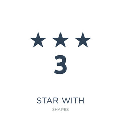 Obraz premium star with number three icon vector on white background, star with number three trendy filled icons from Shapes collection, star with number three vector illustration