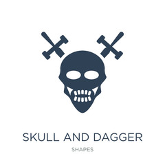 skull and dagger icon vector on white background, skull and dagger trendy filled icons from Shapes collection, skull and dagger vector illustration