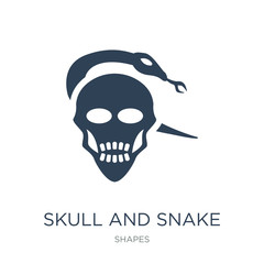 skull and snake icon vector on white background, skull and snake trendy filled icons from Shapes collection, skull and snake vector illustration