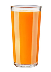 8539530 Glass of fresh carrot juice isolated on white background.