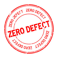 Grunge red zero defect word round rubber seal stamp on white background