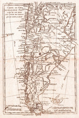 1780, Raynal and Bonne Map of Chile, Rigobert Bonne 1727 – 1794, one of the most important cartographers of the late 18th century