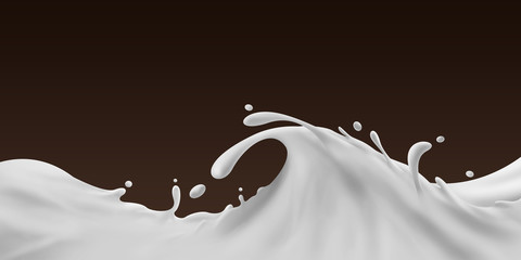 Splash of milk or yogurt white cream, 3d illustration 