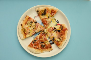 homemade pizza with olives and cheese 