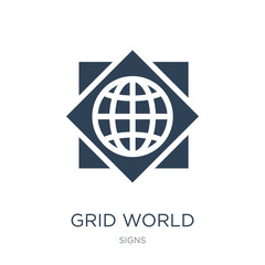 grid world icon vector on white background, grid world trendy filled icons from Signs collection, grid world vector illustration