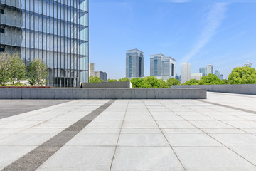 City square floor and modern commercial building in Shanghai