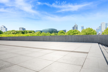 City square floor and modern commercial building in Shanghai