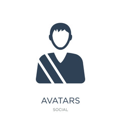 avatars icon vector on white background, avatars trendy filled icons from Social collection, avatars vector illustration
