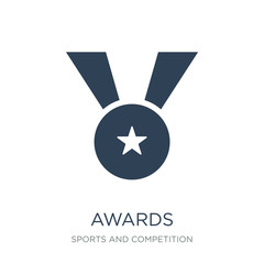 awards icon vector on white background, awards trendy filled icons from Sports and competition collection, awards vector illustration