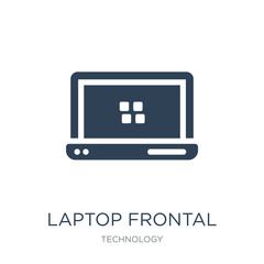 laptop frontal monitor icon vector on white background, laptop frontal monitor trendy filled icons from Technology collection, laptop frontal monitor vector illustration
