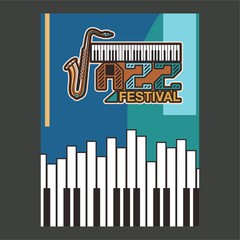 Vector musical flyer Jazz festival. Music poster background festival brochure flyer template. - Vector