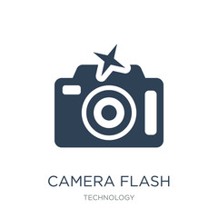 camera flash icon vector on white background, camera flash trendy filled icons from Technology collection, camera flash vector illustration