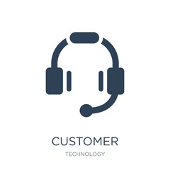 customer service headset icon vector on white background, customer service headset trendy filled icons from Technology collection, customer service headset vector illustration