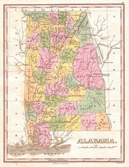 1827, Finley Map of Alabama, Anthony Finley mapmaker of the United States in the 19th century