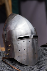  Iron helmet of the medieval knight.